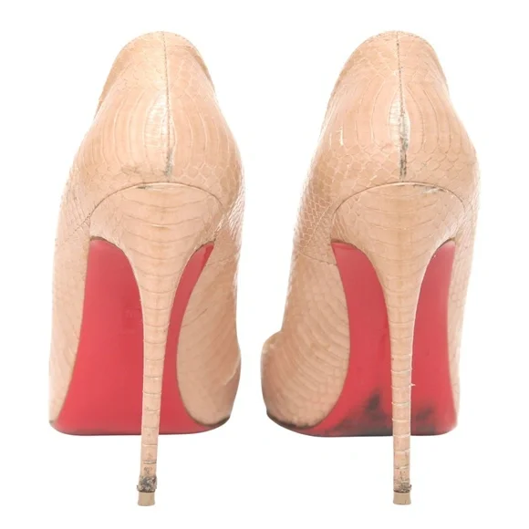 CHRISTIAN LOUBOUTIN Pumps Leather Beige Watersnake SO KATE 120mm Heels 38 $845 - Picture 10 of 14